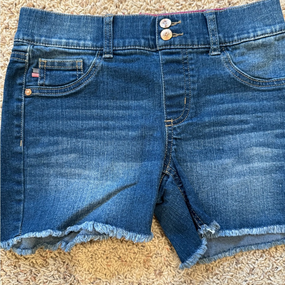 VIGOSS Cut Off Jean shorts dark wash size 14 Raw Hem